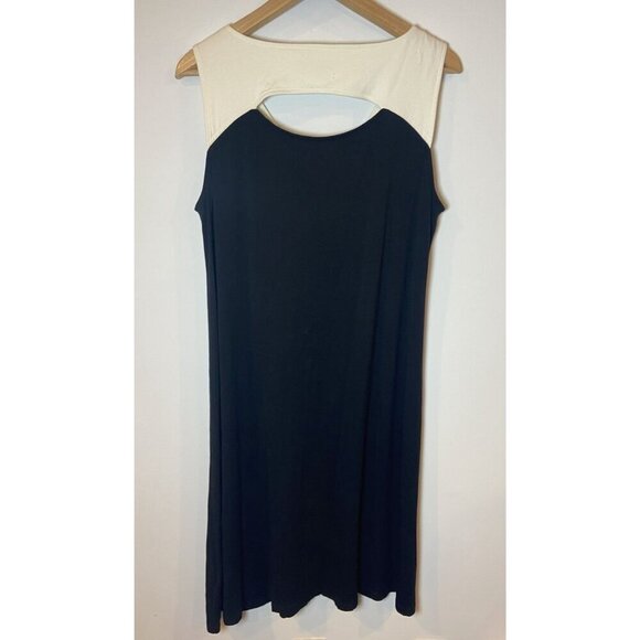 Eileen Fisher Dress Sleeveless Stretch Black Cream Size Large L - Picture 4 of 5